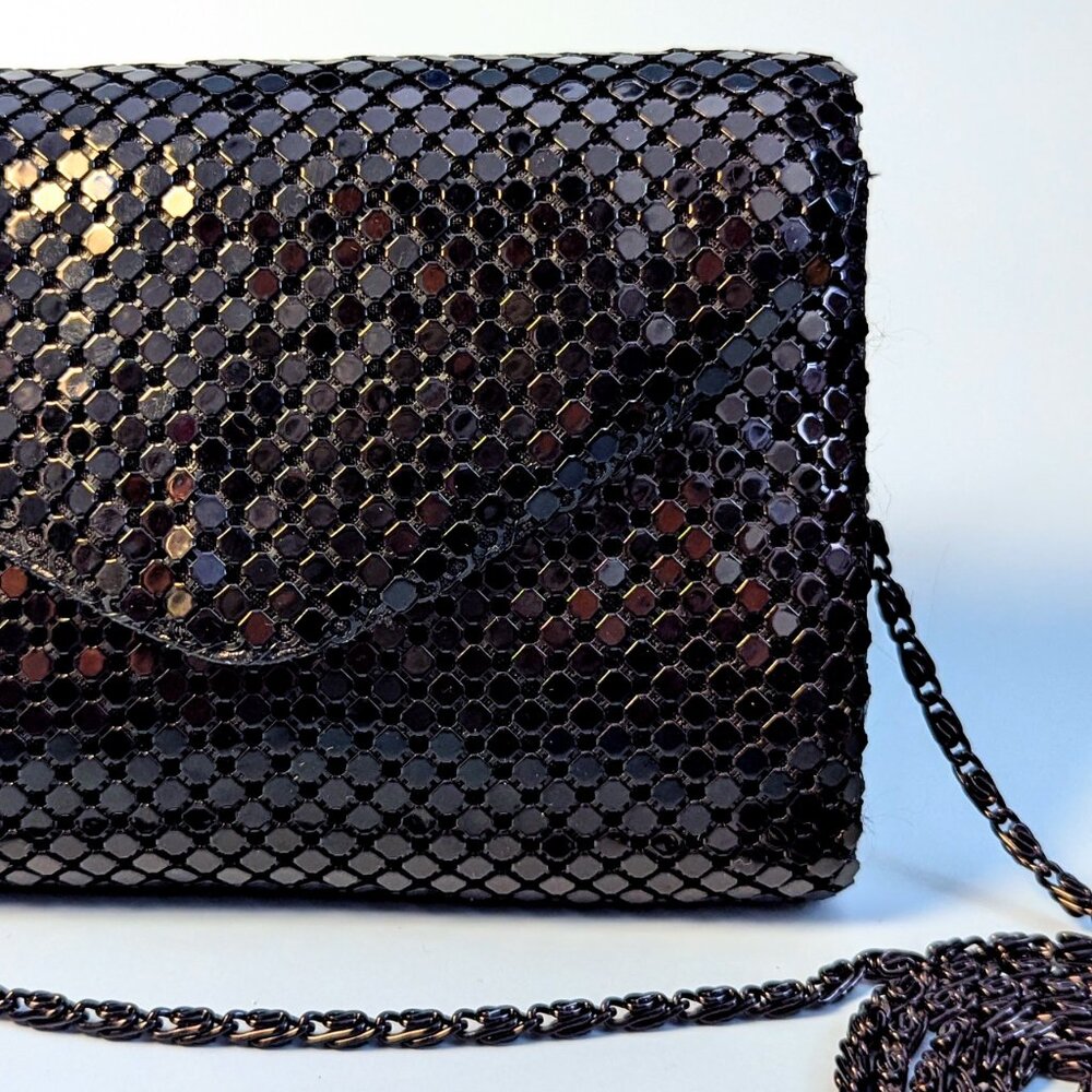 VINTAGE Another Y & S Originals Evening Clutch Purse Crossbody Black Metallic